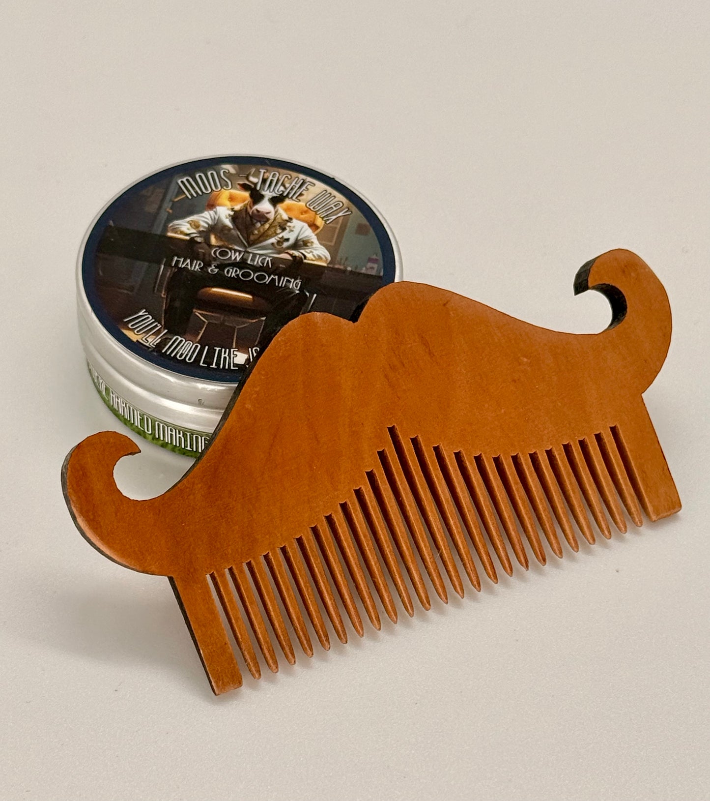 Moo-Stache Wax 🐮 and comb - uk made 🇬🇧 Vegan & cruelty free.